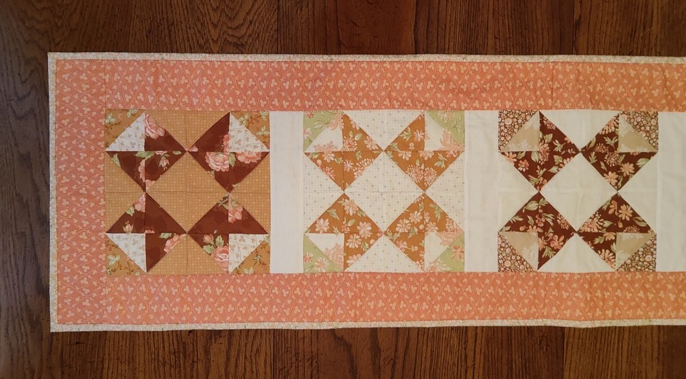 Harvest Second Spring Cinnamon & Cream Fall Handmade Table Runner Quilt
