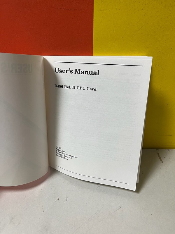 Texas D486 Rel. II CPU Card User's Manual