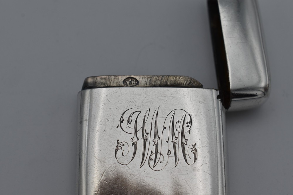 Antique Victorian Solid Silver Vesta Case Match Safe 1897 Flush Hinge