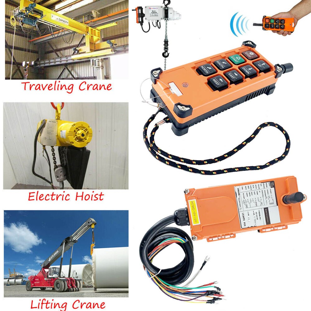 Crane Industrial Remote Control Wireless Transmitter & Receiver Hoist Switch US