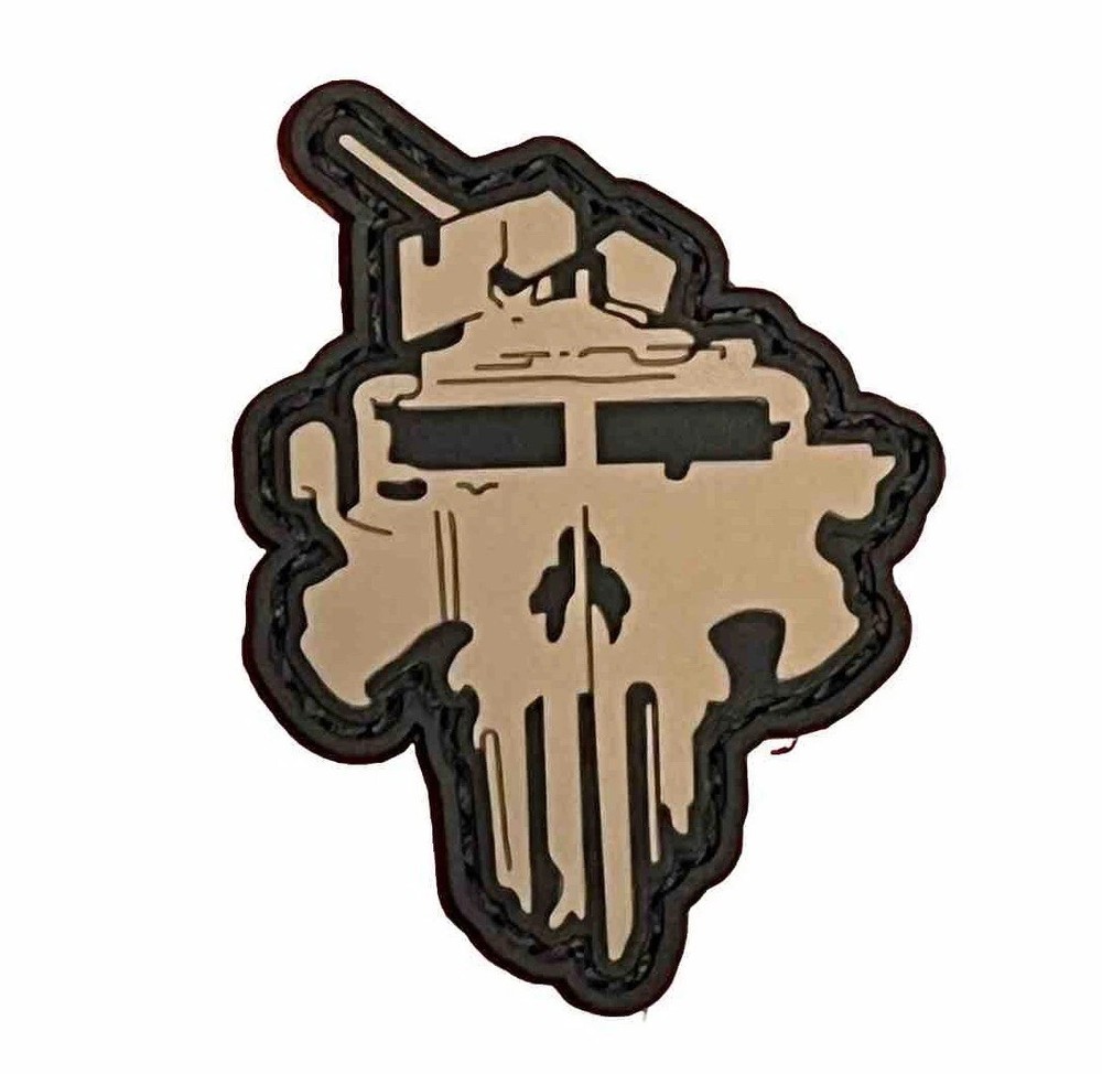 Motor T Skull PVC Patch – Tan | USMC 3521 3531 3529 3537 | Hook & Loop