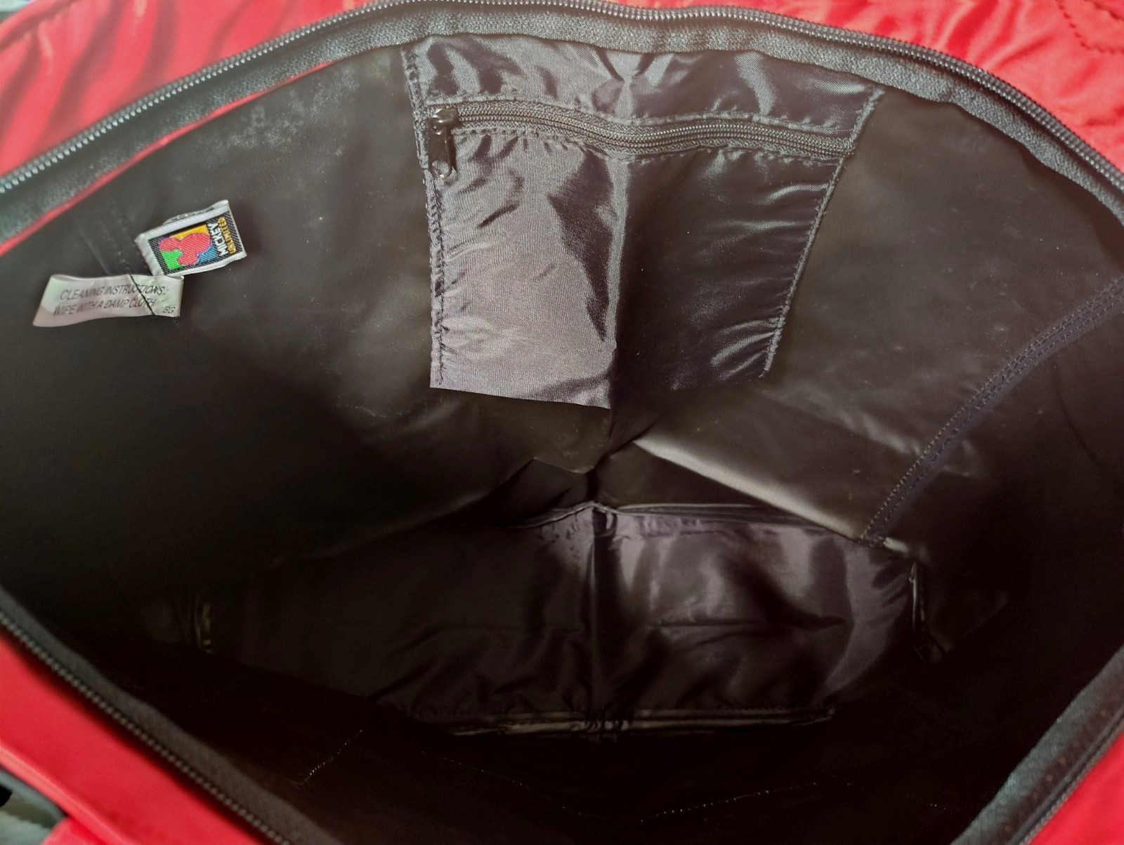 Mickey Mouse Unlimited Vtg 90s Black Zip Graphic Tote Bag Spell Out Nylon NWT