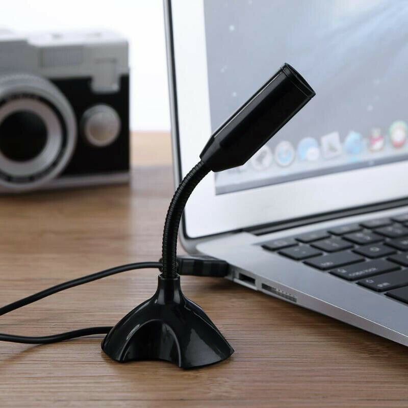 Black USB Mini Desktop Speech Microphone Stand for PC Laptop Computer Notebook G