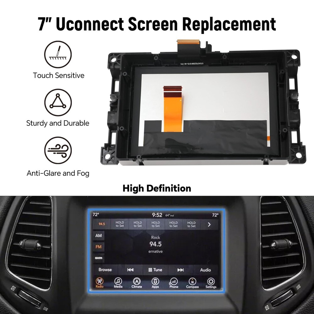 7" Uconnect Touch Screen Display with Bracket for 2017-2020 Jeep Compass Jeep...