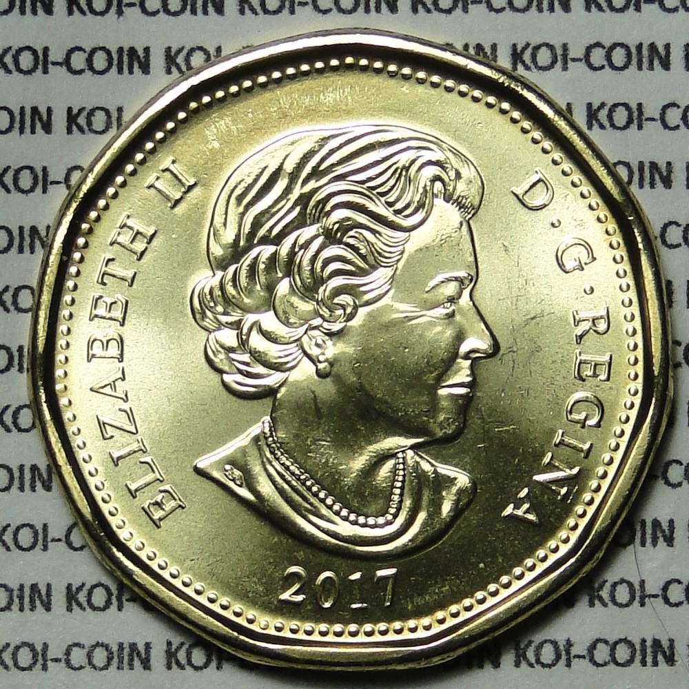 BU UNC Canada 2017 regular tranditional loonie $1 dollar coin from mint roll