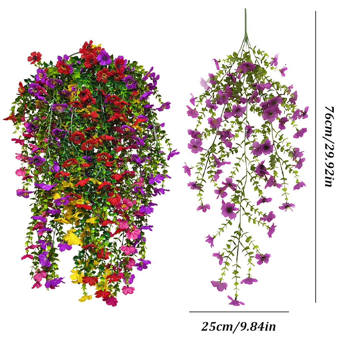 4PCS Artificial Violet Vines UV Resistant Hanging Flowers Plant In/Outdoor Decor