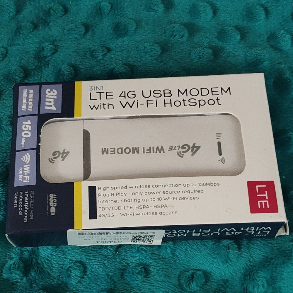 4G LTE USB Wi-Fi Hotspot Modem, Unlocked, 150Mbps, Plug & Play, Micro SIM