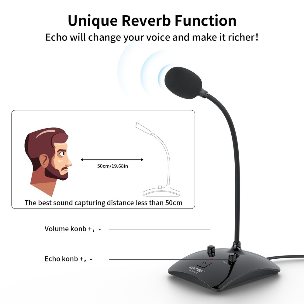 Recording Microphone, Computer PC Podcast Condenser Omnidirectional Mic with ...