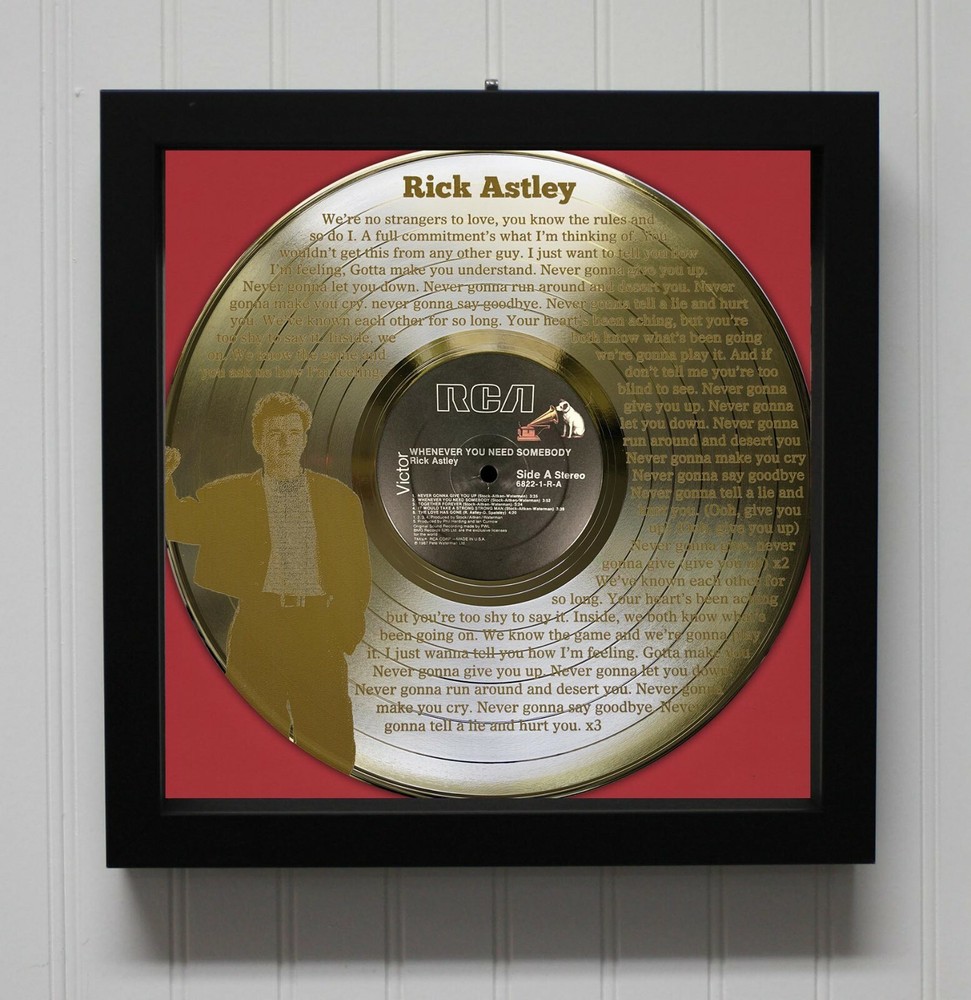 Rick Astley - Never Gonna Give You Up Framed Laser Etched LP Shadowbox