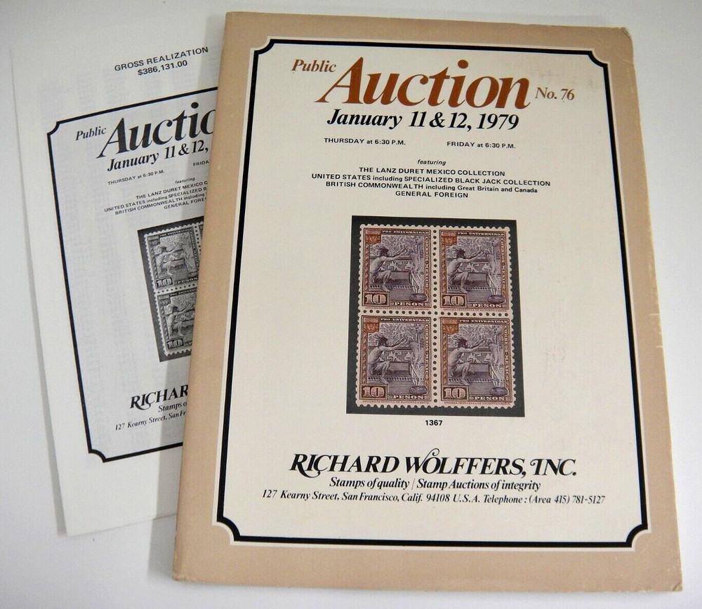 Wolffers Stamp Auction Catalog 1979 w Prices Realized Black Jack Collection