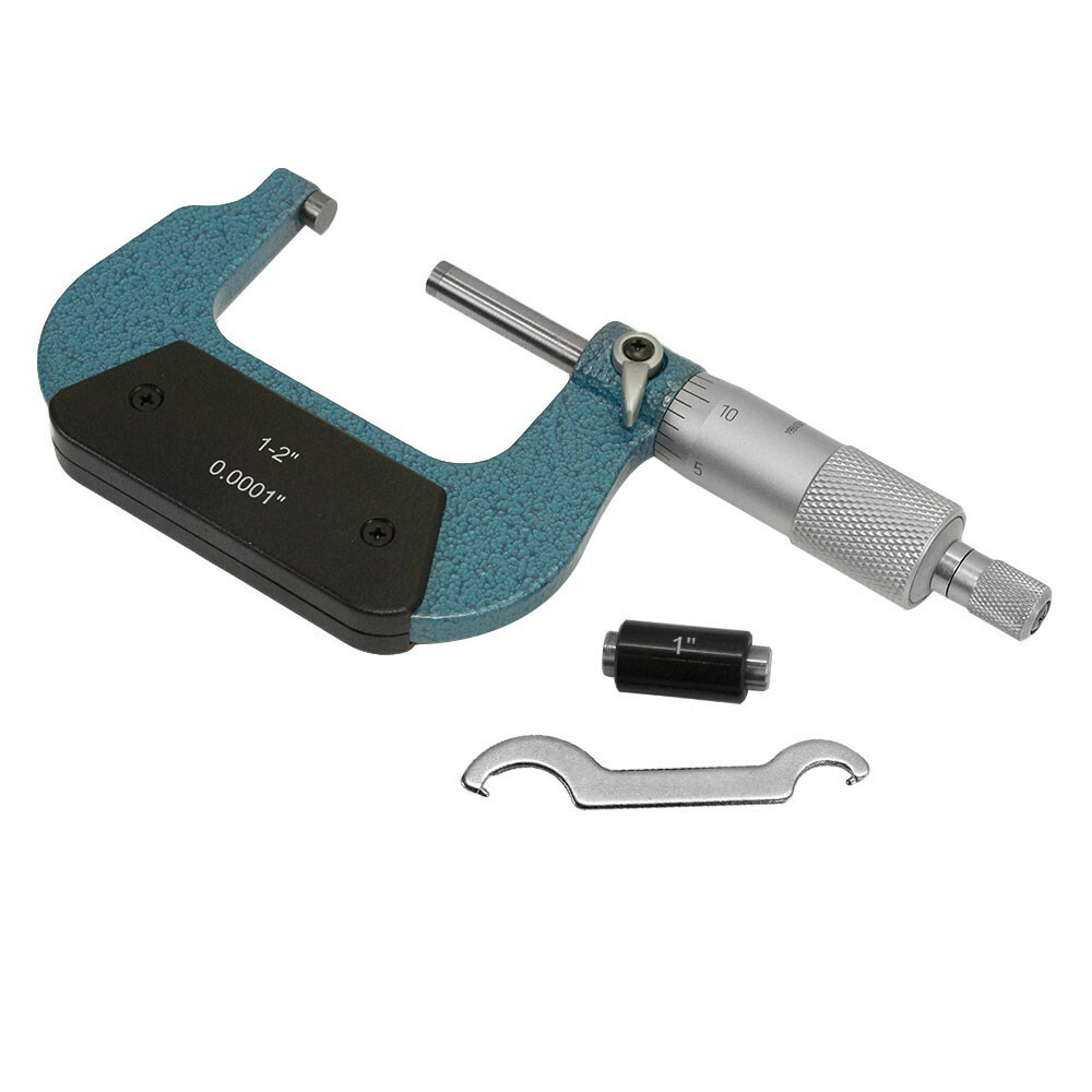 1-2 Inch Outside Micrometer .0001 Inch Graduation Solid Metal Frame