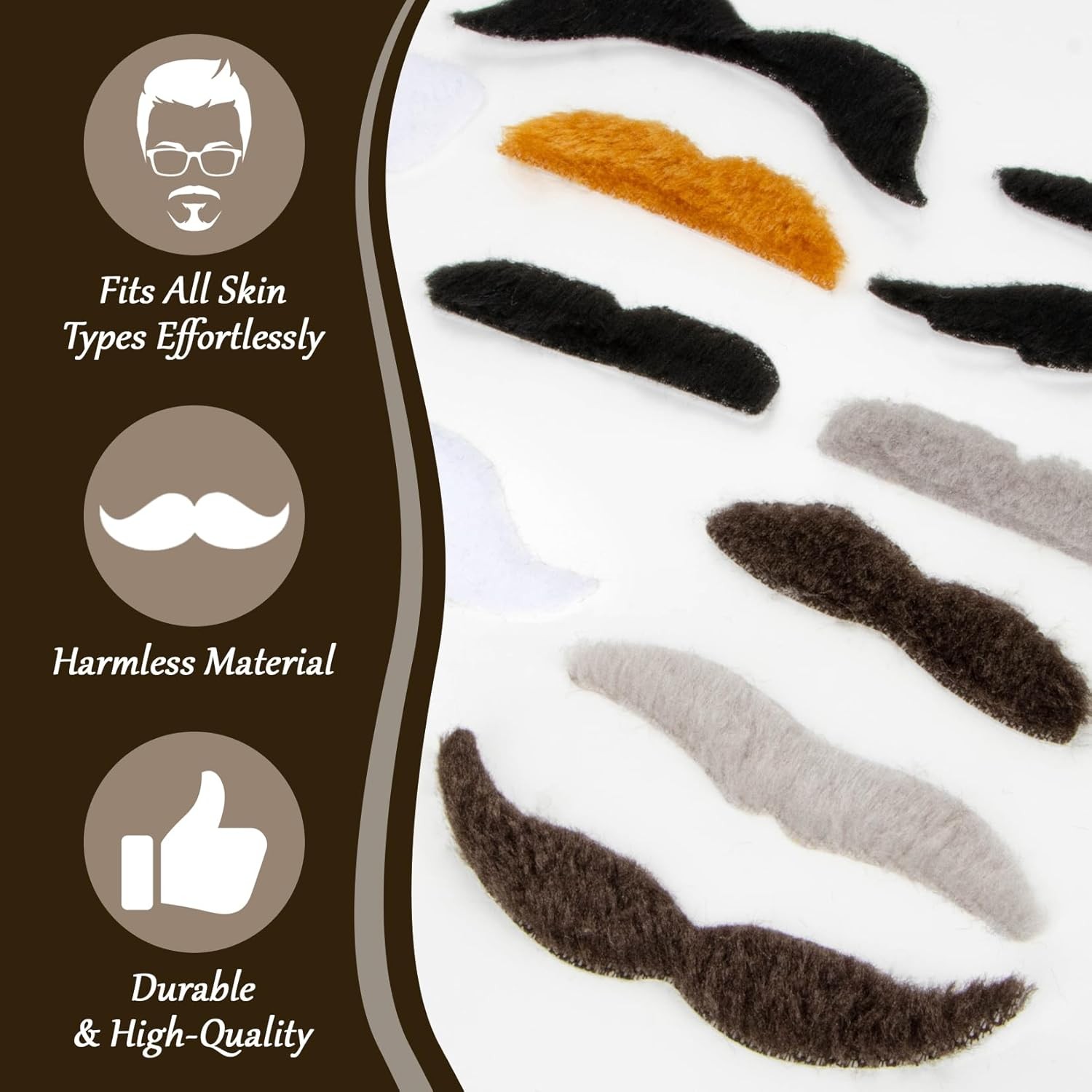 70 Pcs Fake Mustaches, Self Adhesive Fake Novelty Hairy Beard Costume, Christmas