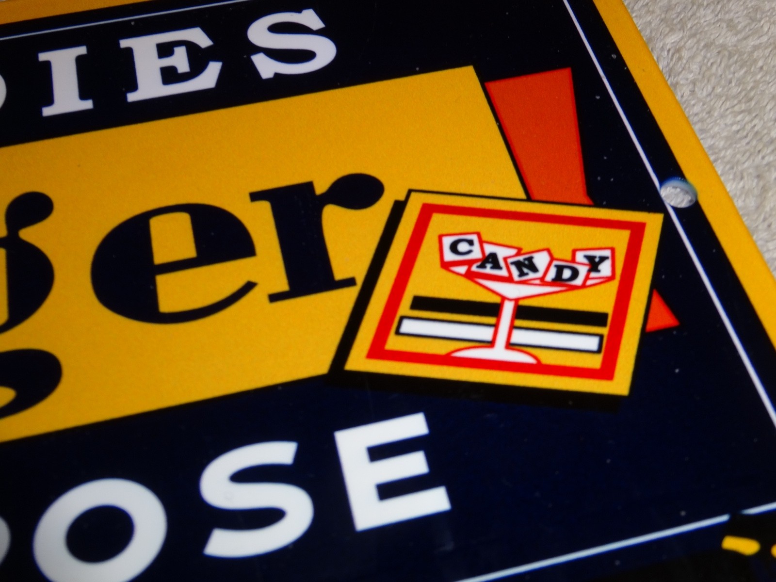 VINTAGE CURTISS CANDIES BUTTERFINGER 15" METAL CHICAGO CHOCOLATE CANDY BAR SIGN!