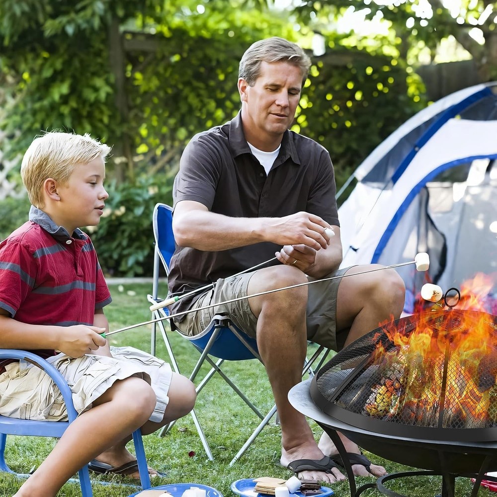 Fire Pit Spark Screen, 24 Inch Outdoor Fire Pit Screen with Foldable Hook