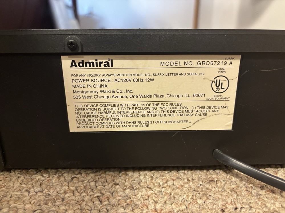 Admiral 5 Disc Changer CD Player Model GRD67219A | Tested | Fully Functional