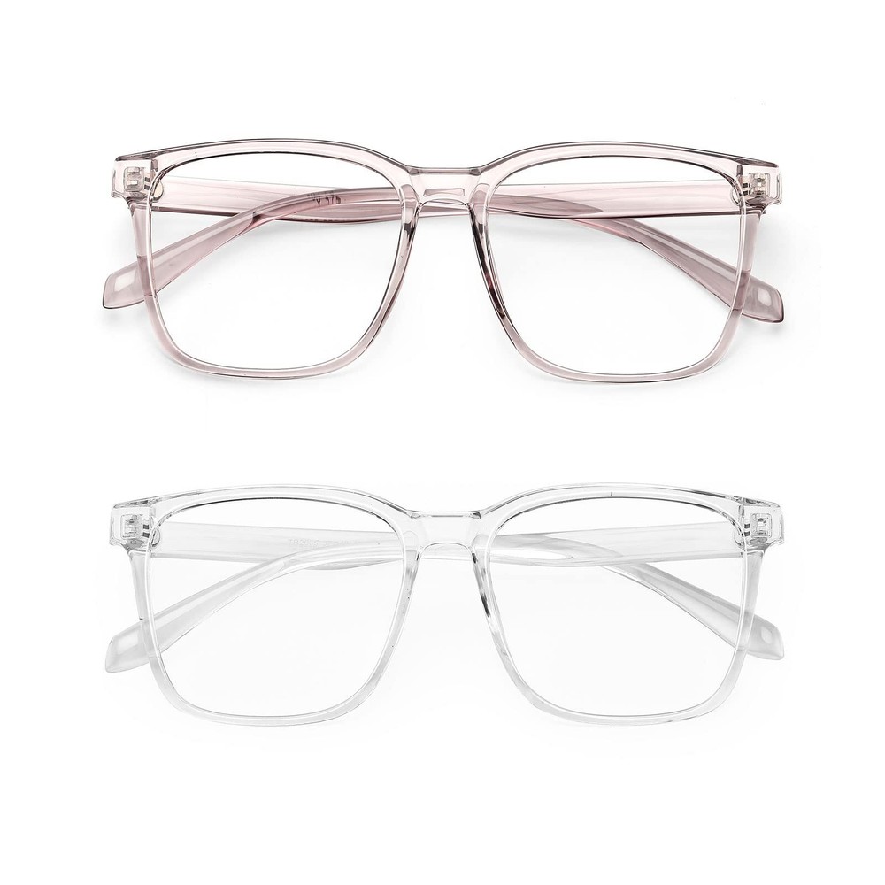 2 Pack Blue Light Blocking Glasses Oversized Square Computer Glasses Anti Blu...