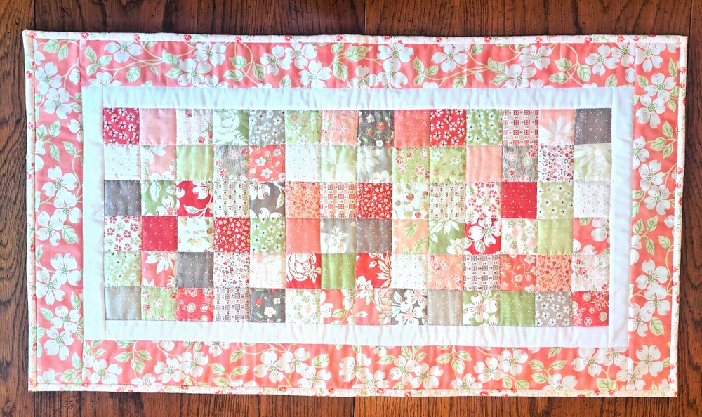 Strawberries & Rhubarb Handmade Table Runner Quilt