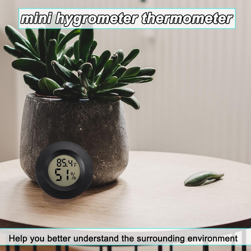 Mini Hygrometer Digital Thermometer Humidity Meter 2 Pack Black
