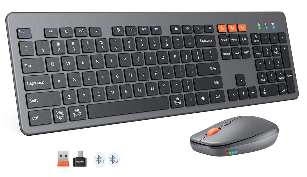 Ultra Slim Wireless Multi-Device Bluetooth Keyboard with Low-Profile Mouse