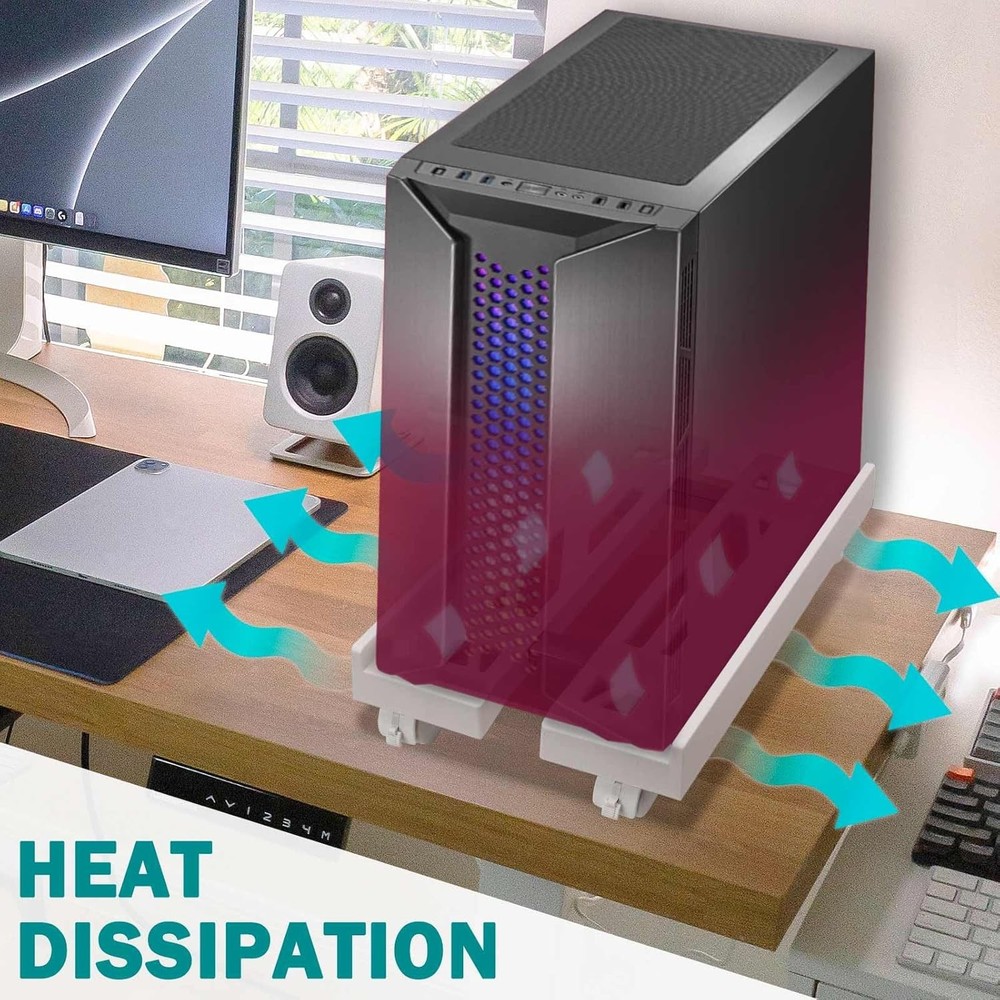 Seloom PC Stand Computer Tower Stand, Adjustable Mobile CPU White