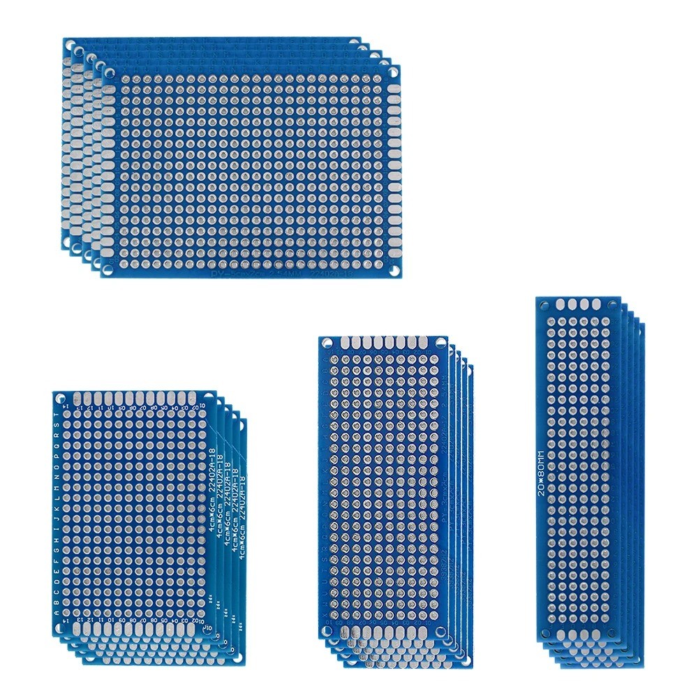 20-Piece Blue Double-Sided PCB Prototyping Boards Kit