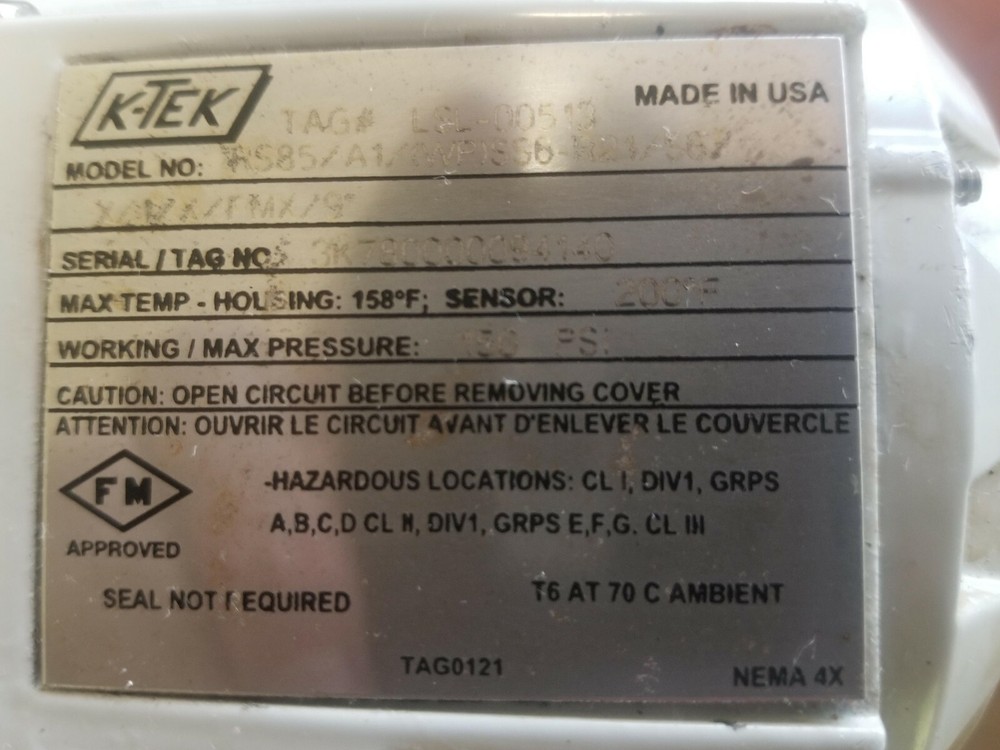 K-Tek RS85 Vibrating Fork Level Swich