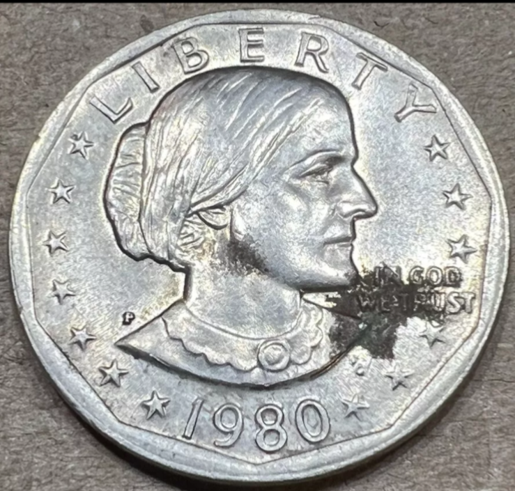 1980 P Susan B. Anthony One Dollar Mint Lamination Cladding Error Coin Rare