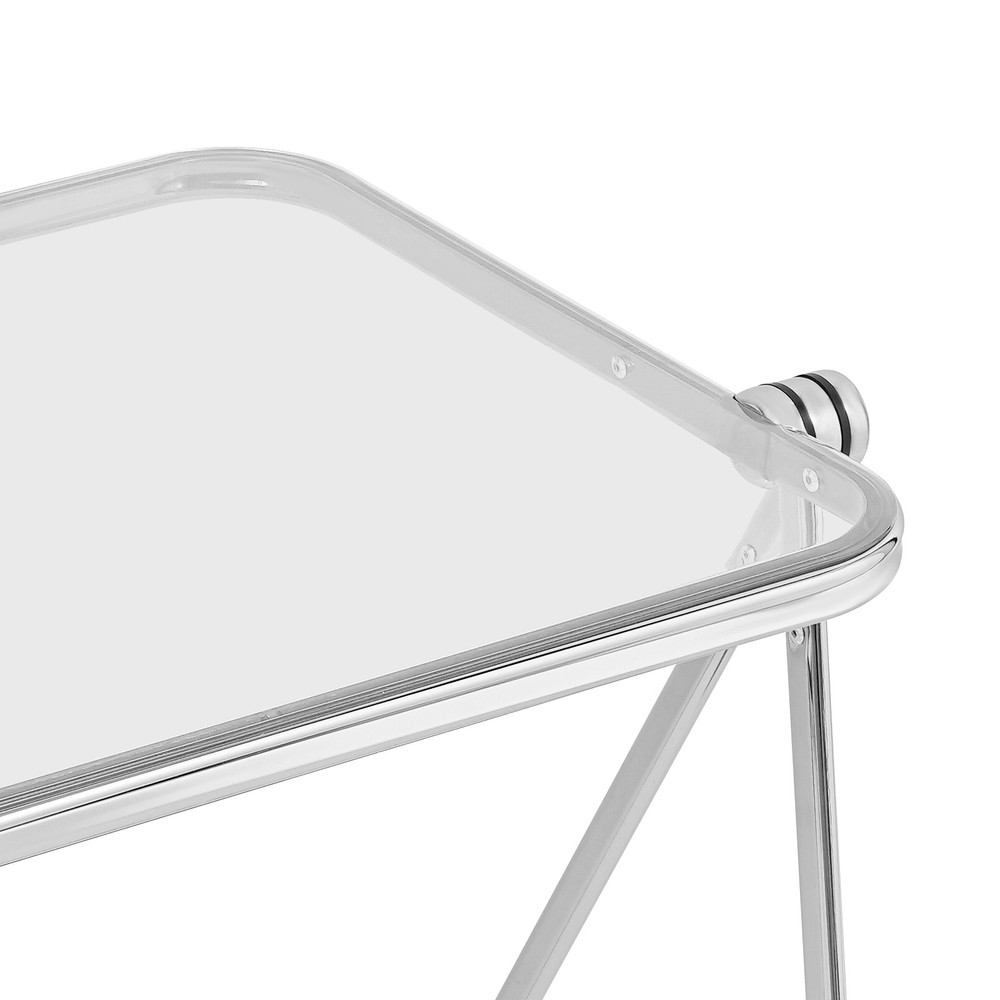 Clear Folding Table Portable Home Office Small Computer Desk Indoor Side Table