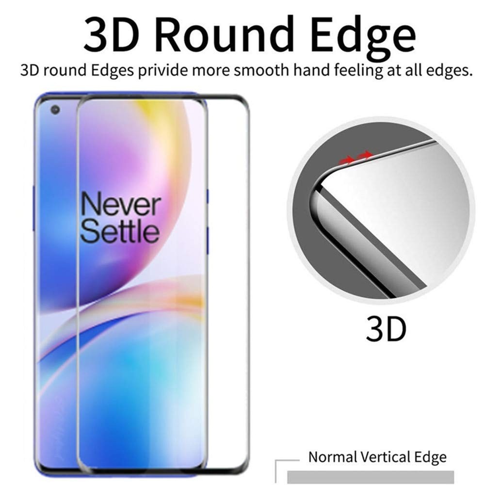for OnePlus 8 Screen Protector Tempered Glass, 3D Curved Full Coverage Scratc...