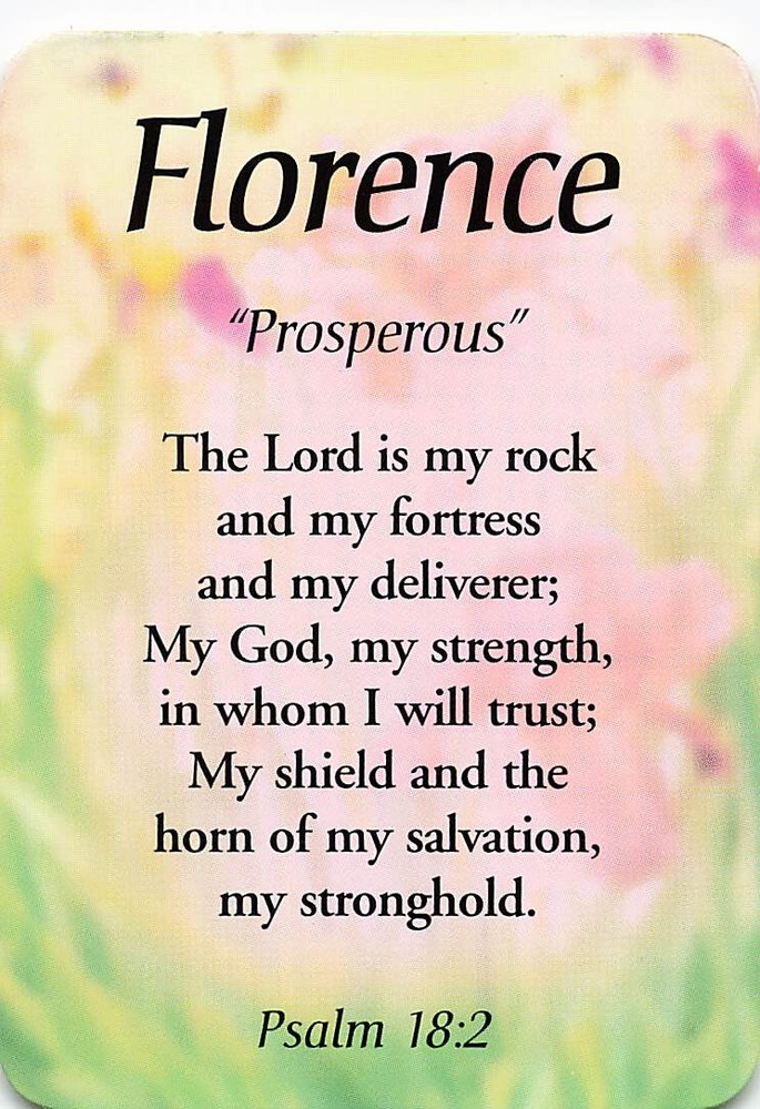 Florence  "Prosperous" Keepsake Name Meaning Card with Verse
