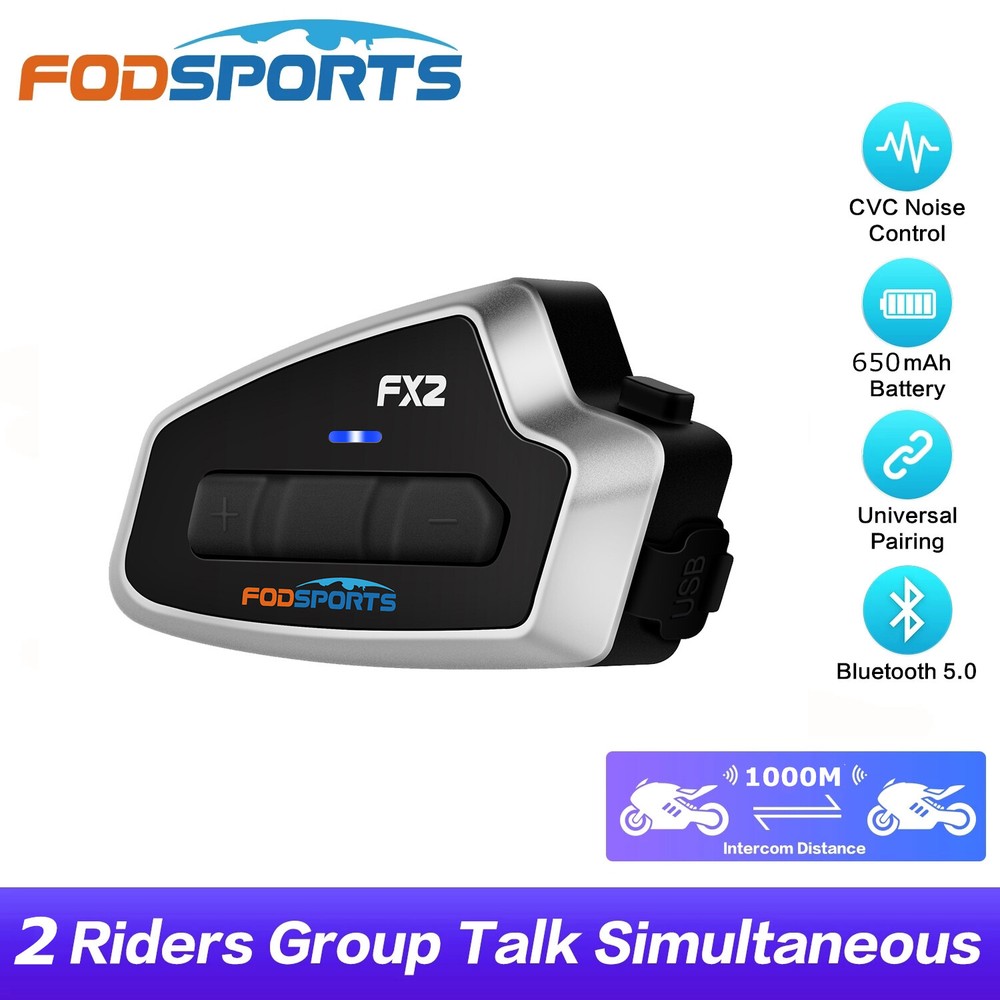 Fodsports FX2 Bluetooth Headset Interphone Motorcycle Helmet Intercom BT 5.4