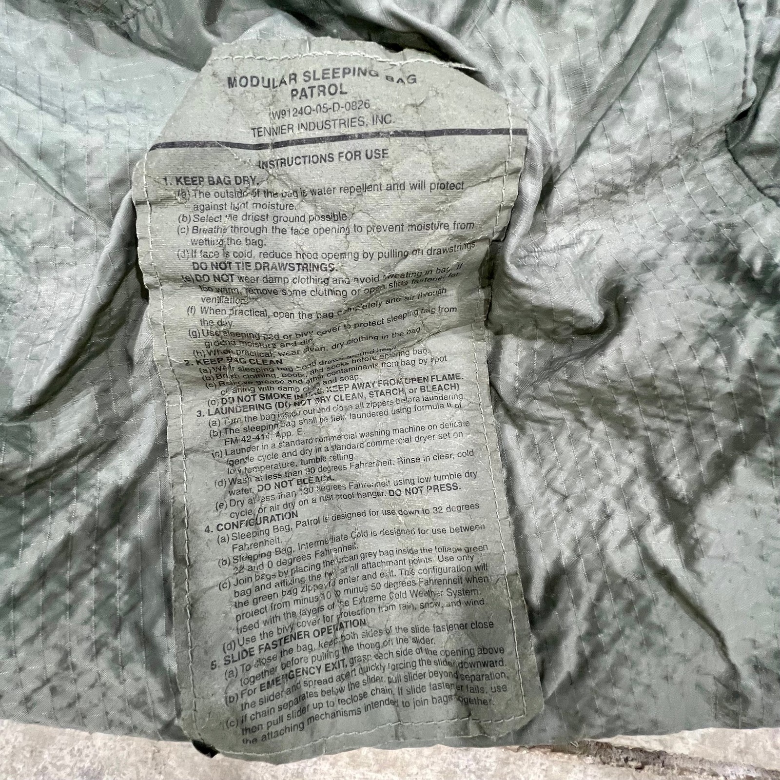 US Military Patrol Sleeping Bag Foliage Green Modular System New Or Issued