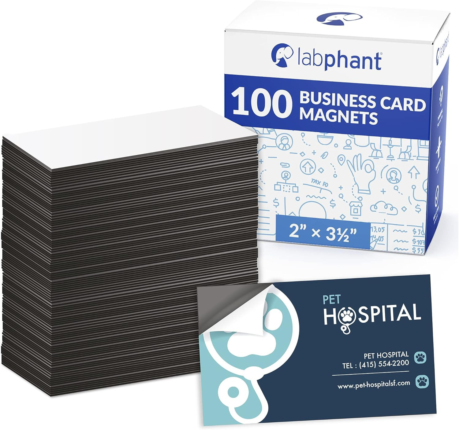 Business Card Magnets Pack of 100 – Customize with Peel and Stick Adhesive Magne