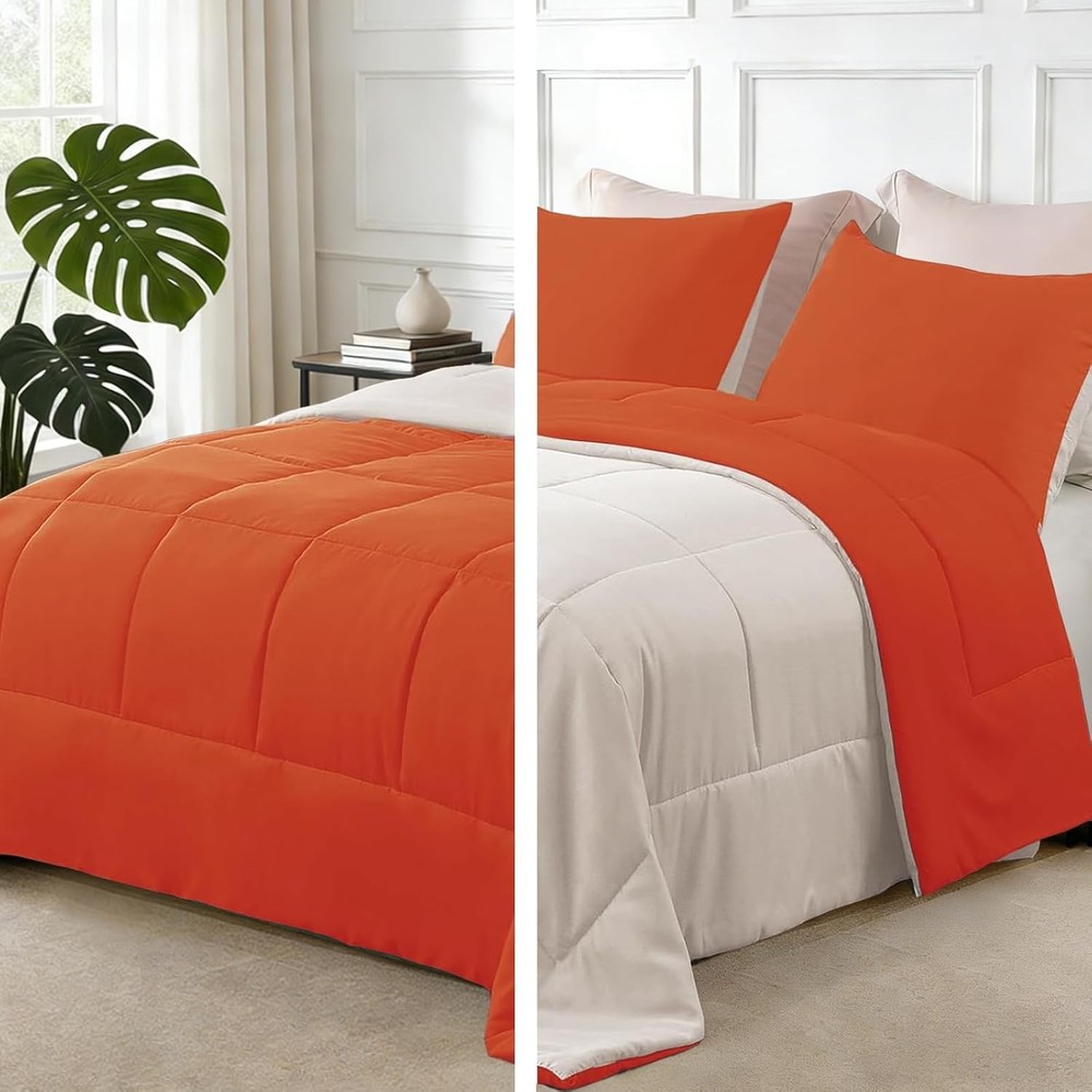 Lightweight Reversible Queen Size Comforter Set Down Alternative Comforter W/ 2
