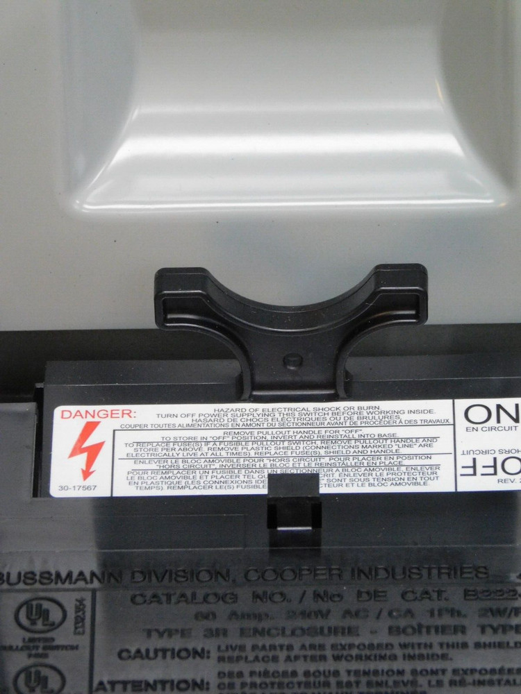Bussman Pull-Out Disconnect B222-60F 60A Free Shipping
