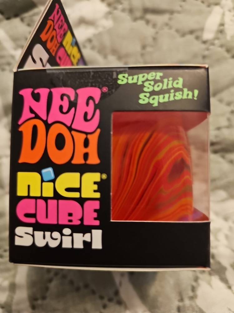 ORANGE Schylling NeeDoh Nice Cube Swirl. Super Solid Squish AUTHENTIC