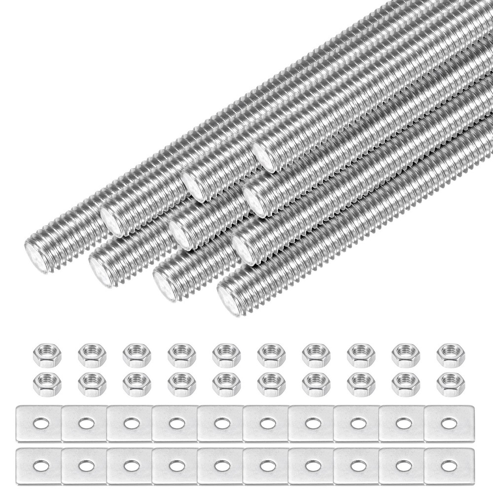 10-Set Fully Threaded Rod, M5x60mm Right Hand Thread Bar Studs with Nuts