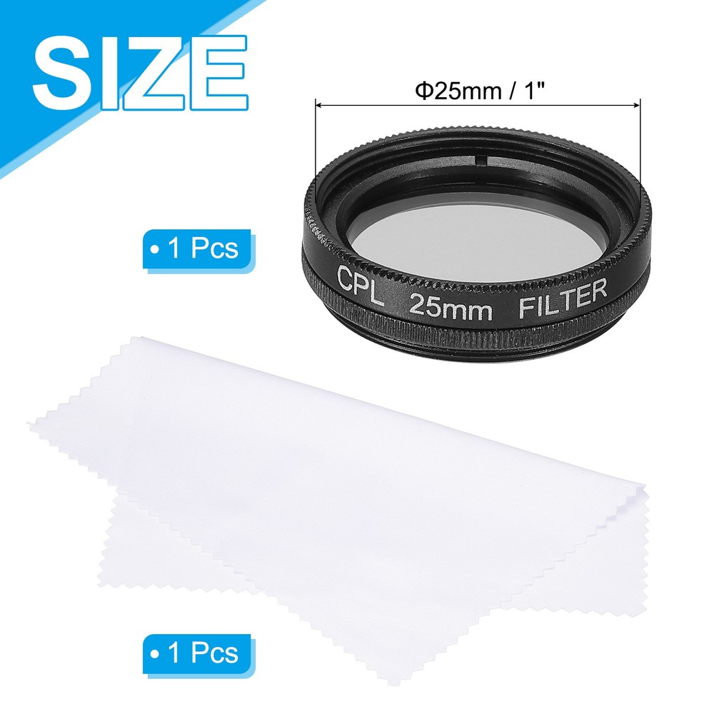 25mm Circular Polarizer Filter, Polarizing Filter with Cleaning Cloth