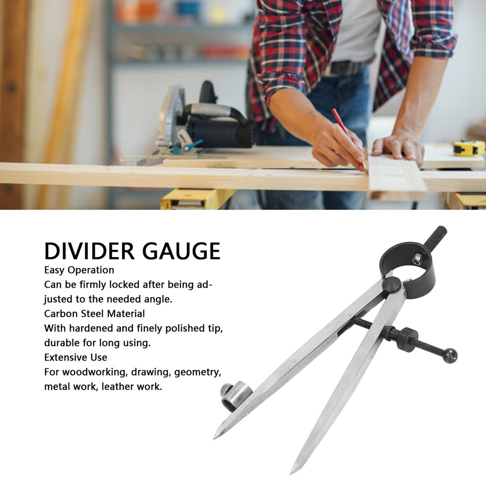 Wing Divider Gauge Carbon Steel Adjustable Angle Lockable Scribing Tool For