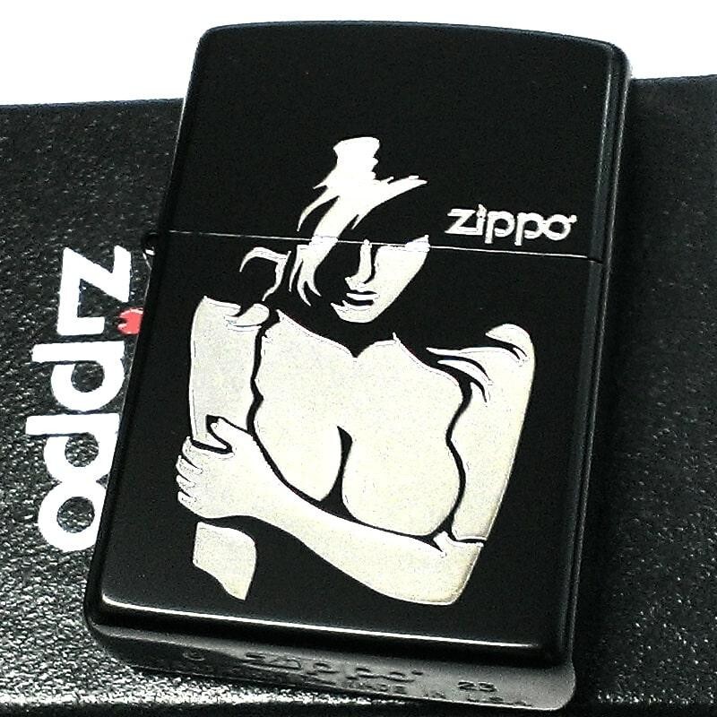 Zippo Sexy Silhouette Matte Black Silver Etching Single Sided Processing Lighter
