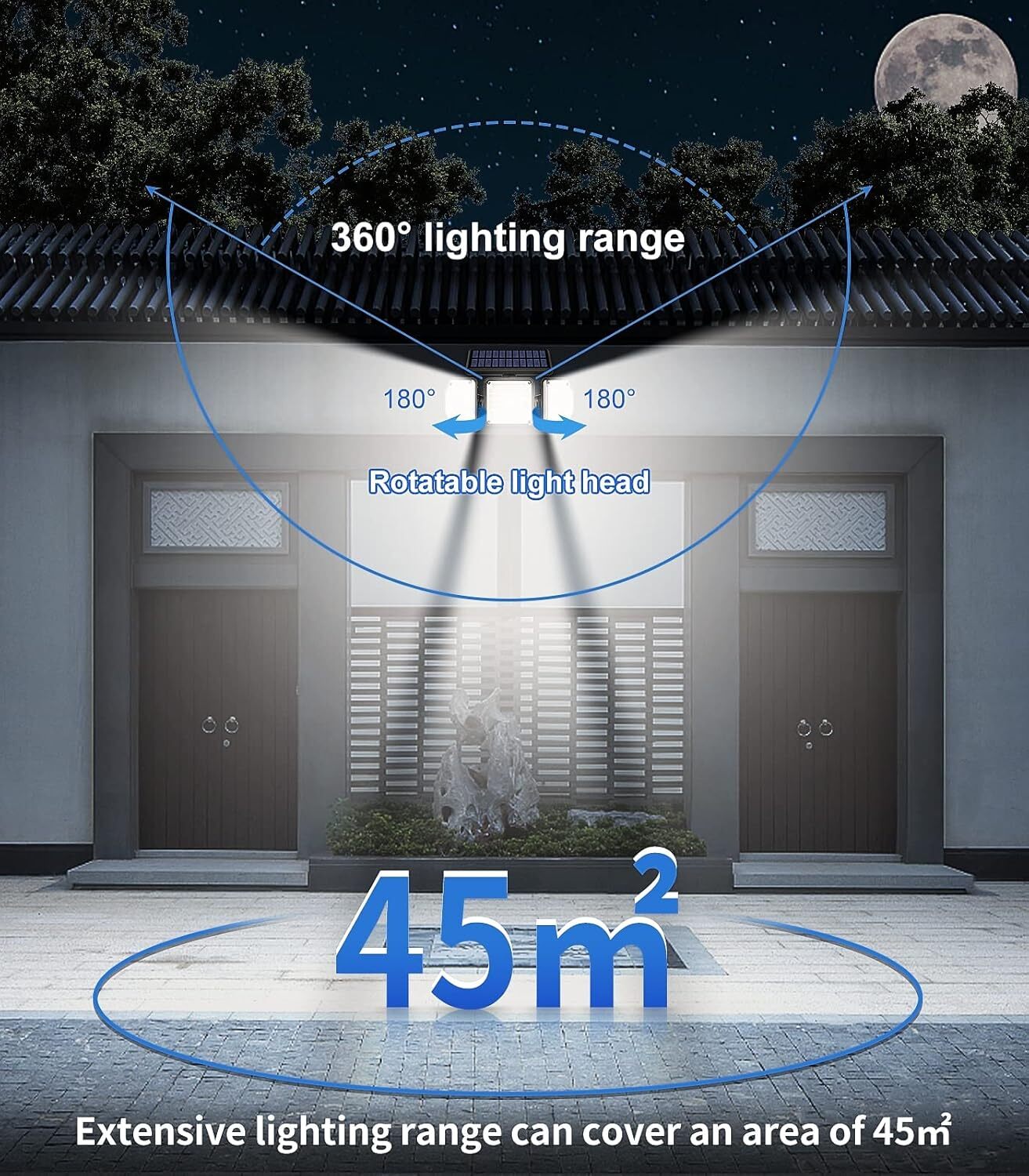 2 Pack LED Motion Sensor Solar Lights ,Outdoor IP65 Waterproof Security Lamp