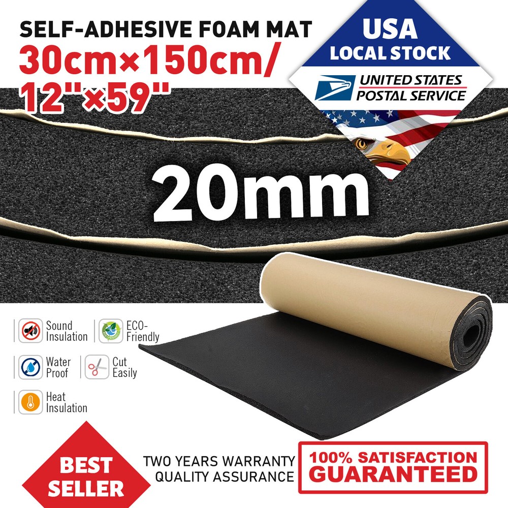 12" x 59" Black High Density Upholstery Foam Couch Mat Replacement Padding 4/5"