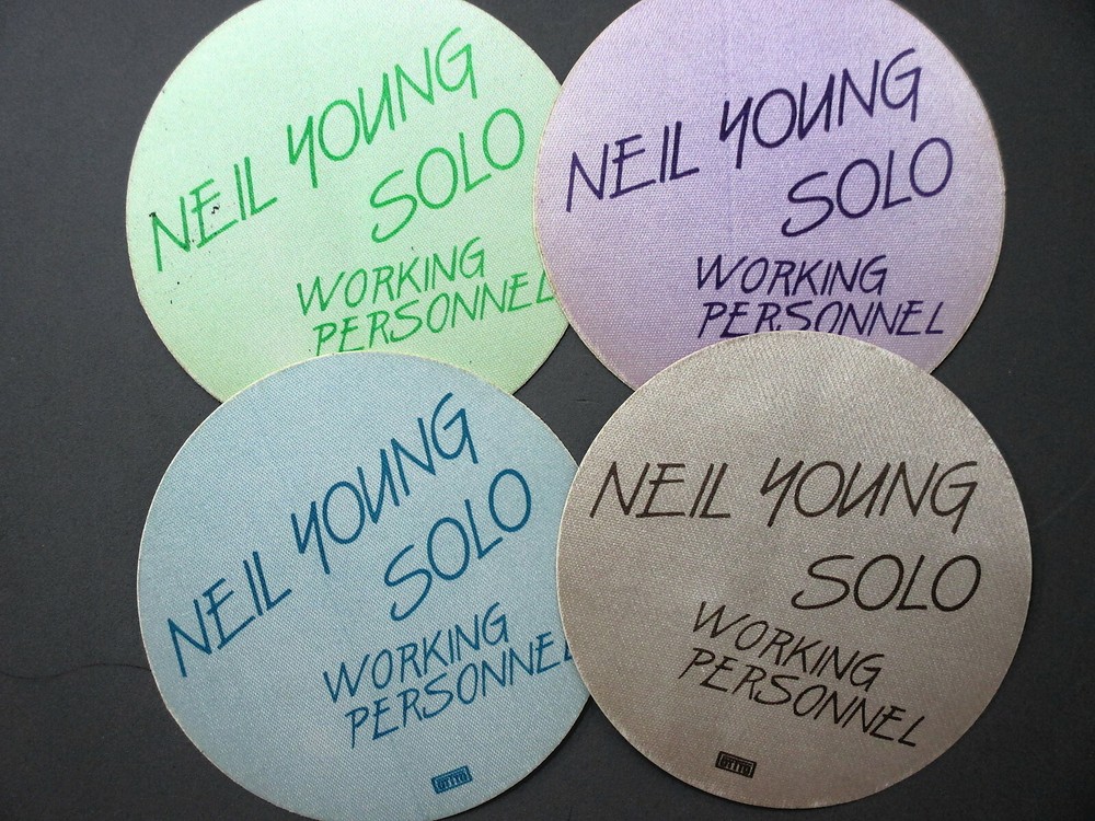 Neil Young satin backstage passes 4 AUTHENTIC SOLO Circles Working Personnel  !