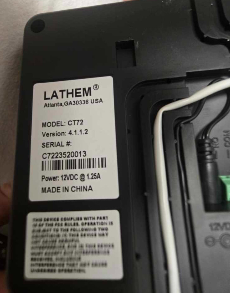 LATHEM CT72 Biometric Time Clock