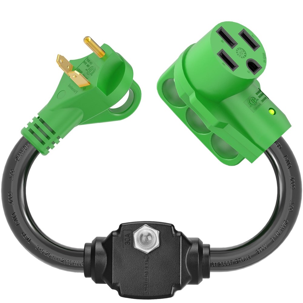 RV Overload Protector set 30 Amp to 50 Amp Adapter Cord Locking