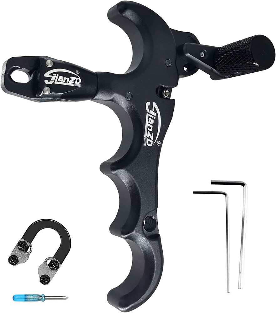 Compound Bow Release Aids Rotate 360° Thumb Trigger 4 Finger Release + D Loop