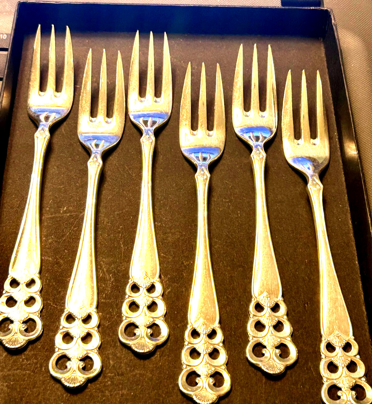 David Andersen Norrona Demitasse 6" fork set (6) D-A 60G Elegance Silver Plate
