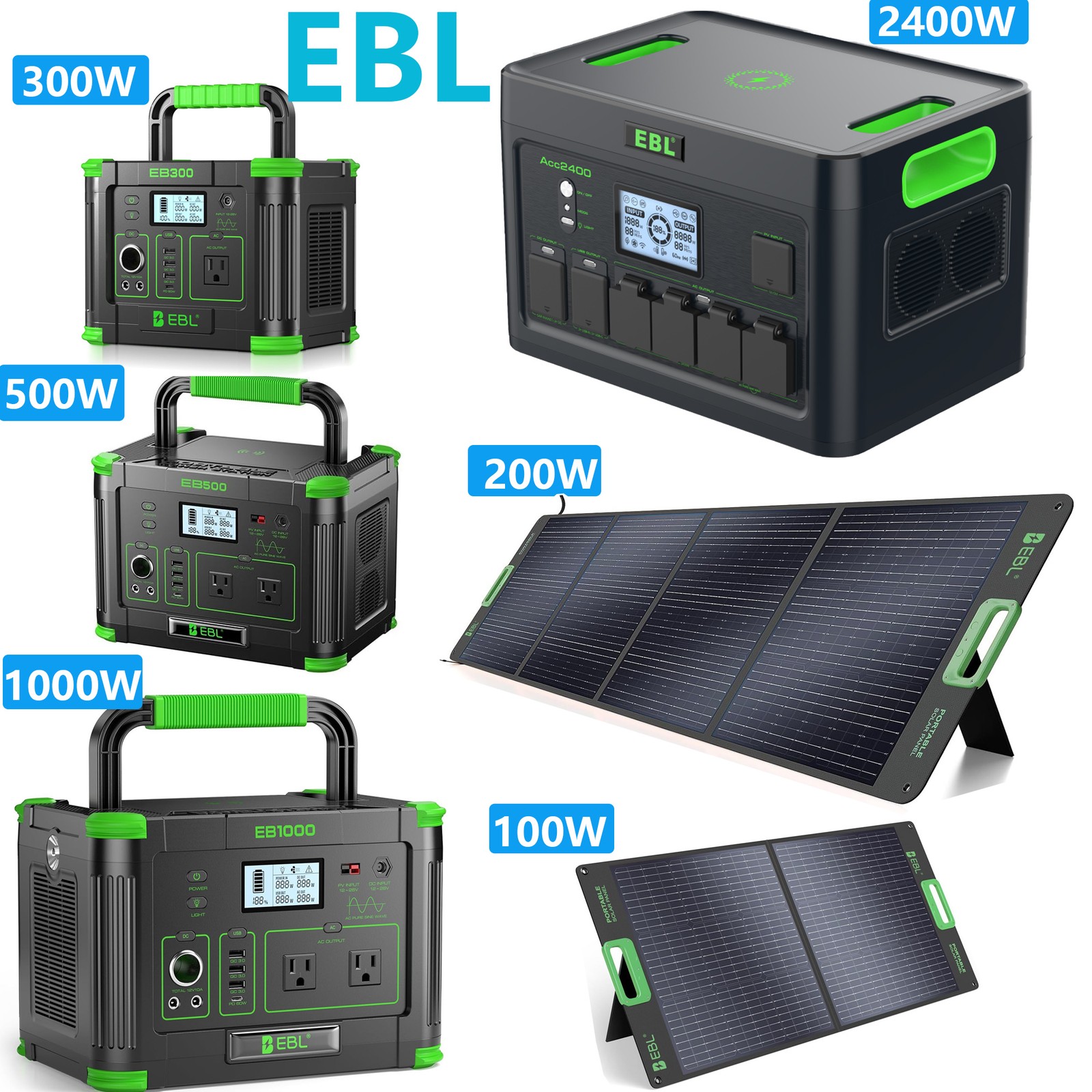 Portable Power Station Solar Generator 300~2400W  ,Solar Panel Kit,for choice