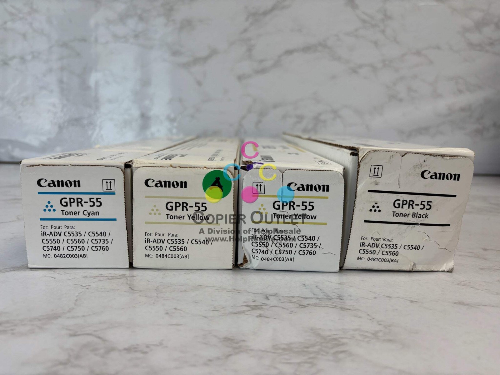4 Genuine Canon iRAC5535i,C5540i,C5550 Cyan, Yellow & Black GPR-55 CYYK Toners