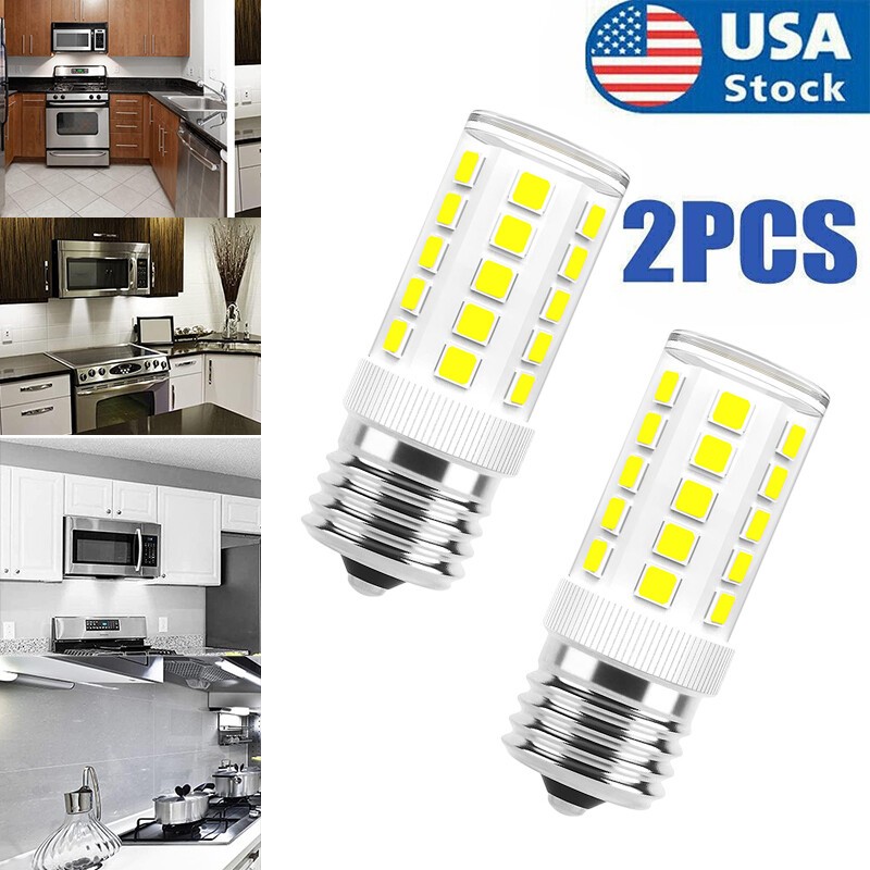 2Pcs E17 LED Bulb 4W Microwave Oven Light Dimmable Daylight White 6000K Light